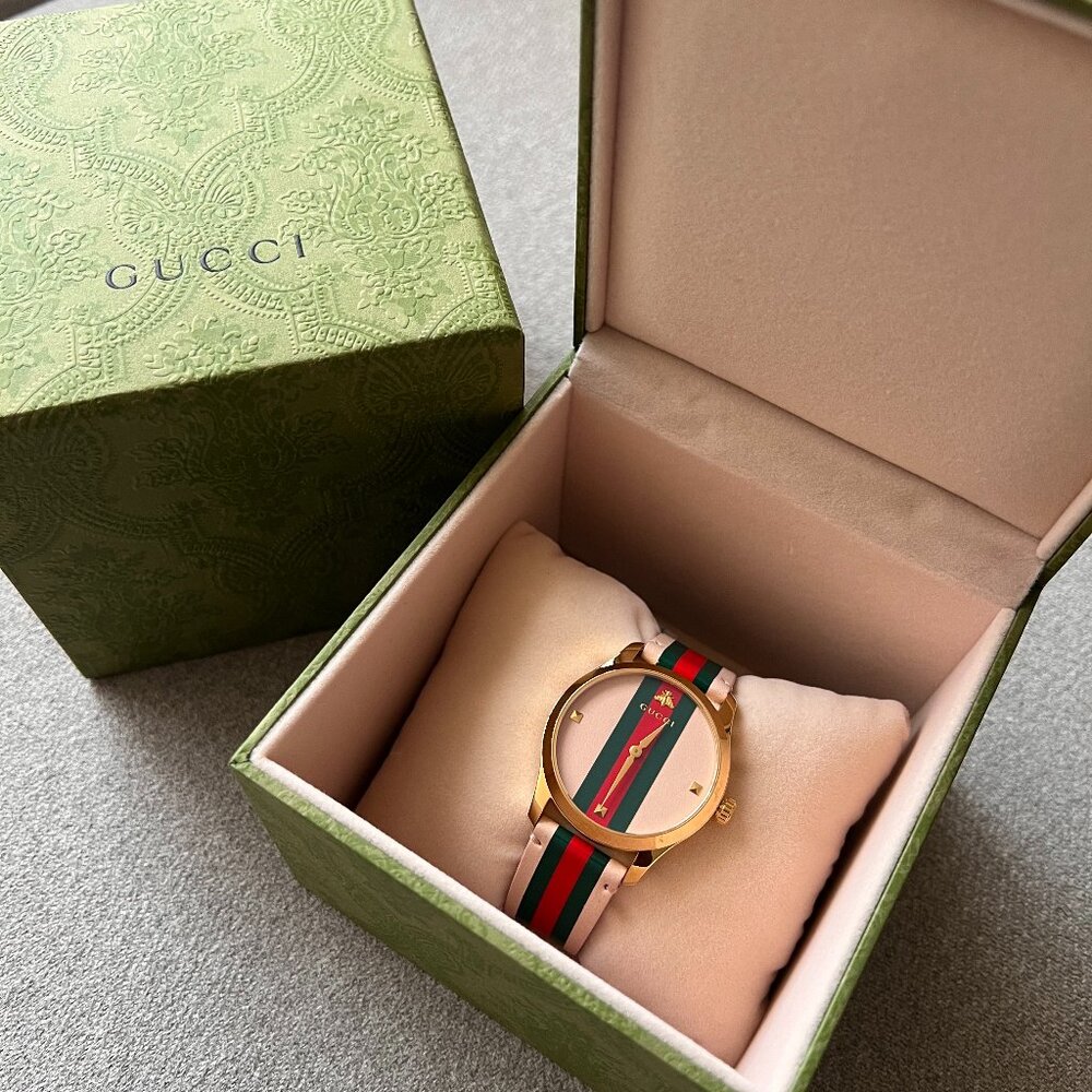 Brand New Gucci Pastel Pink Leather G-Timeless Watch 38mm